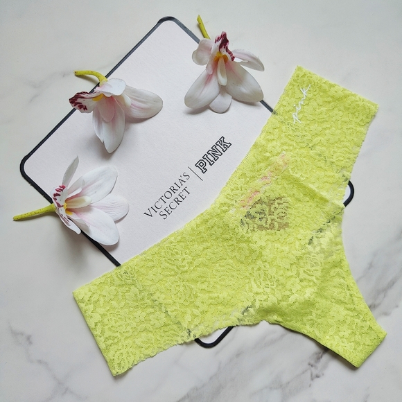 PINK Victoria's Secret Other - NWT PINK VICTORIA'S SECRET NO-SHOW SOFT LACE THONG PANTY IN GREEN SPRING SIZE XL